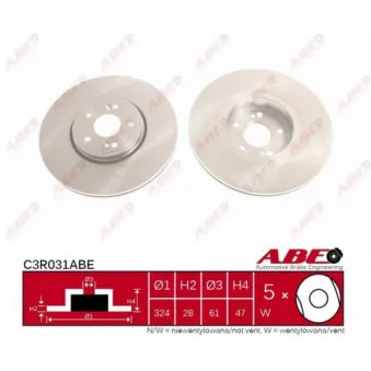 Jeu de 2 disques de frein avant ABE C3R031ABE