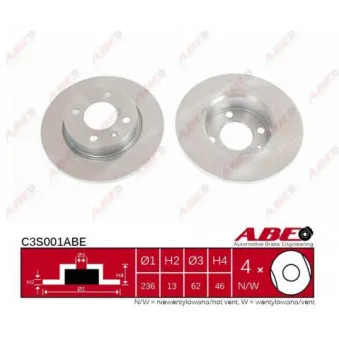 Jeu de 2 disques de frein avant ABE