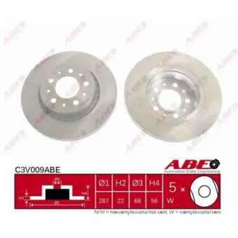Jeu de 2 disques de frein avant ABE C3V009ABE