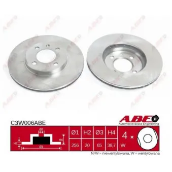 Jeu de 2 disques de frein avant ABE C3W006ABE