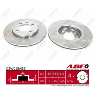 Jeu de 2 disques de frein avant ABE C3W015ABE