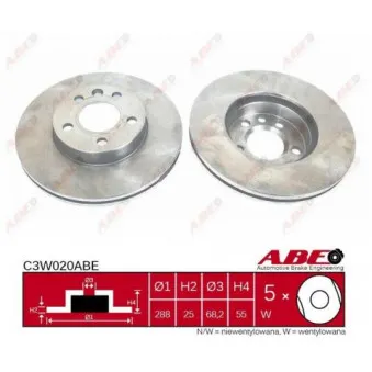 Jeu de 2 disques de frein avant ABE C3W020ABE