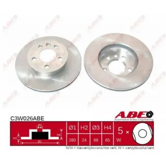 Jeu de 2 disques de frein avant ABE C3W026ABE