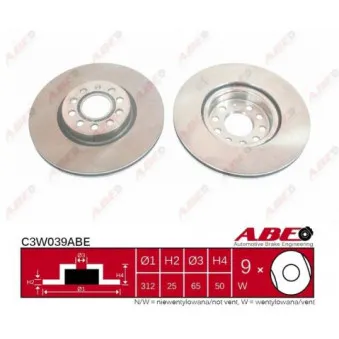 Jeu de 2 disques de frein avant ABE C3W039ABE