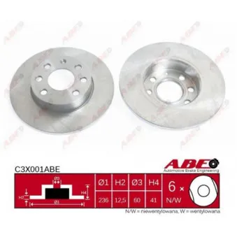 Jeu de 2 disques de frein avant ABE C3X001ABE