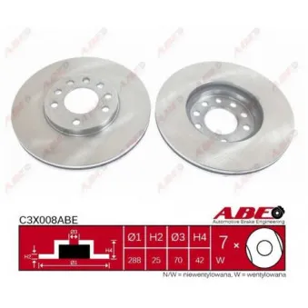 Jeu de 2 disques de frein avant ABE C3X008ABE