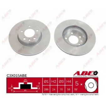 Jeu de 2 disques de frein avant ABE C3X015ABE