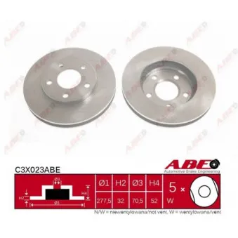 Jeu de 2 disques de frein avant ABE C3X023ABE