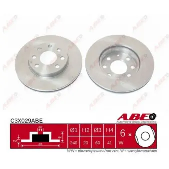Jeu de 2 disques de frein avant ABE C3X029ABE