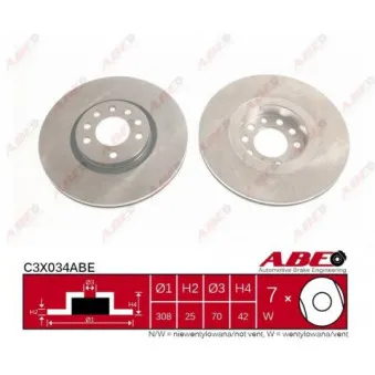 Jeu de 2 disques de frein avant ABE C3X034ABE