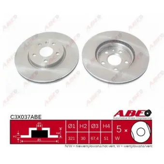 Jeu de 2 disques de frein avant ABE C3X037ABE