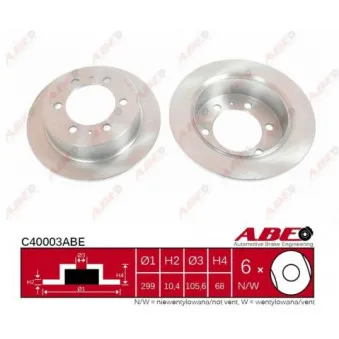 Jeu de 2 disques de frein arrière ABE C40003ABE