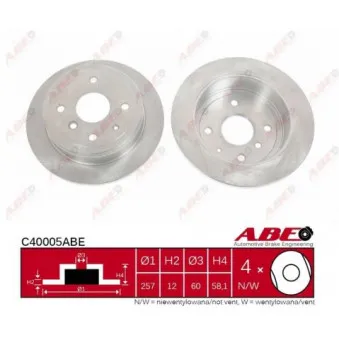 Jeu de 2 disques de frein arrière ABE C40005ABE