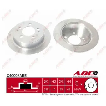 Jeu de 2 disques de frein arrière ABE C40007ABE