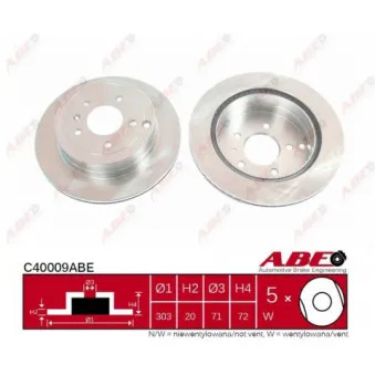 Jeu de 2 disques de frein arrière ABE C40009ABE