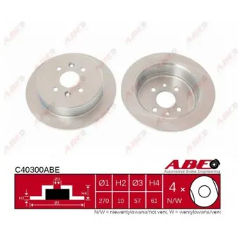 Jeu de 2 disques de frein arrière ABE C40300ABE