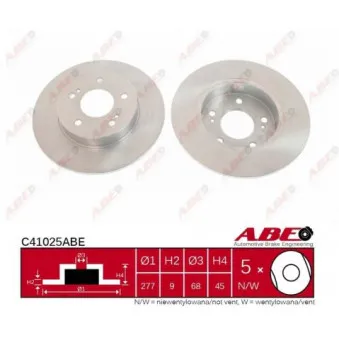 Jeu de 2 disques de frein arrière ABE C41025ABE