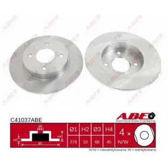 Jeu de 2 disques de frein arrière ABE C41037ABE