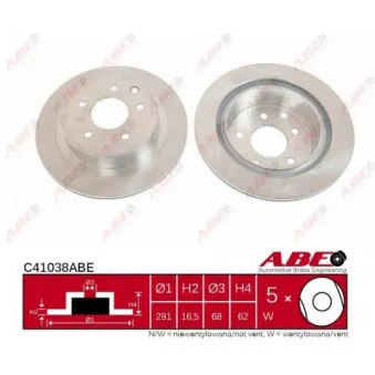 Jeu de 2 disques de frein arrière ABE C41038ABE