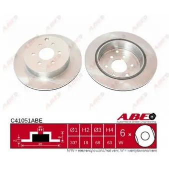 Jeu de 2 disques de frein arrière ABE C41051ABE