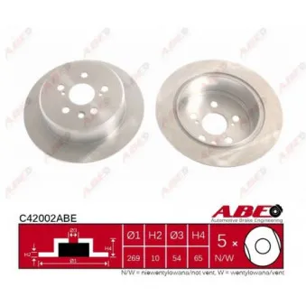 Jeu de 2 disques de frein arrière ABE C42002ABE