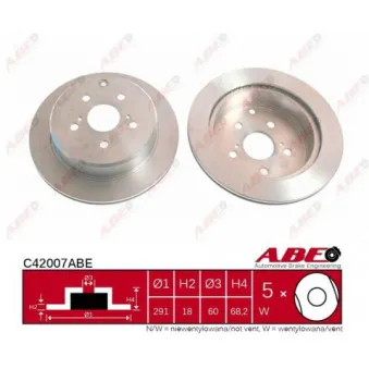 Jeu de 2 disques de frein arrière ABE C42007ABE