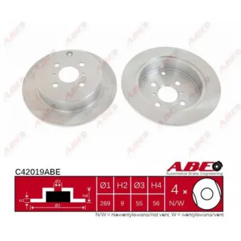 Jeu de 2 disques de frein arrière ABE