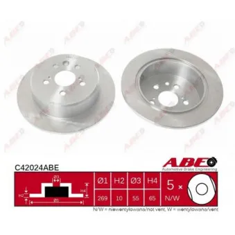 Jeu de 2 disques de frein arrière ABE C42024ABE