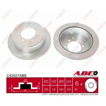 Jeu de 2 disques de frein arrière ABE C42027ABE
