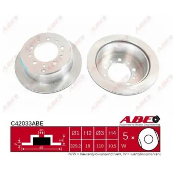 Jeu de 2 disques de frein arrière ABE C42033ABE