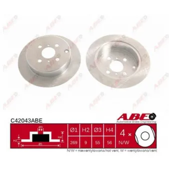 Jeu de 2 disques de frein arrière ABE C42043ABE