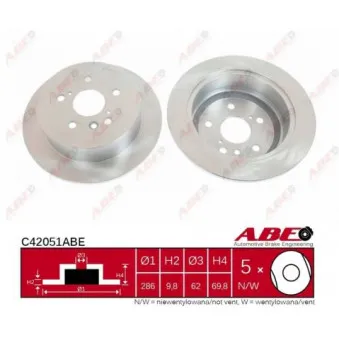 Jeu de 2 disques de frein arrière ABE C42051ABE