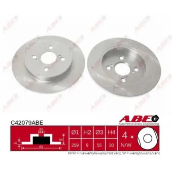 Jeu de 2 disques de frein arrière ABE C42079ABE