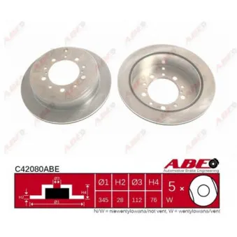 Jeu de 2 disques de frein arrière ABE C42080ABE