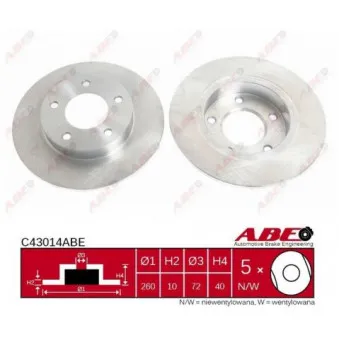 Jeu de 2 disques de frein arrière ABE C43014ABE
