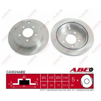 Jeu de 2 disques de frein arrière ABE C43024ABE