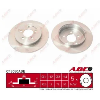 Jeu de 2 disques de frein arrière ABE