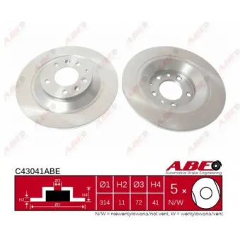 Jeu de 2 disques de frein arrière ABE C43041ABE