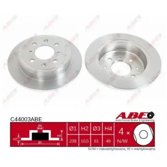 Jeu de 2 disques de frein arrière ABE