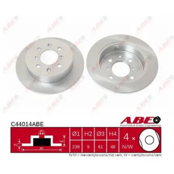 Jeu de 2 disques de frein arrière ABE C44014ABE
