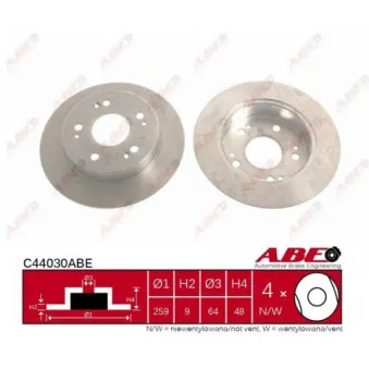 Jeu de 2 disques de frein arrière ABE C44030ABE