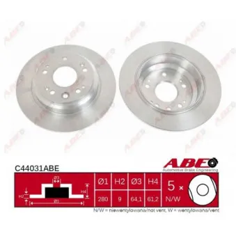 Jeu de 2 disques de frein arrière ABE C44031ABE