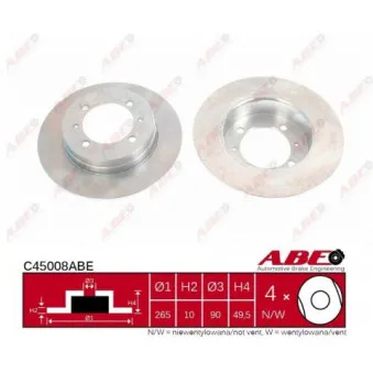 Jeu de 2 disques de frein arrière ABE C45008ABE