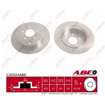 Jeu de 2 disques de frein arrière ABE C45024ABE
