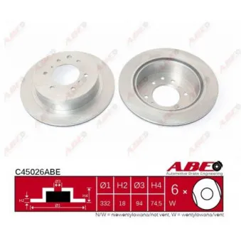 Jeu de 2 disques de frein arrière ABE C45026ABE