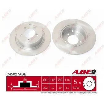 Jeu de 2 disques de frein arrière ABE C45027ABE