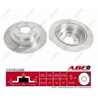 Jeu de 2 disques de frein arrière ABE C47001ABE