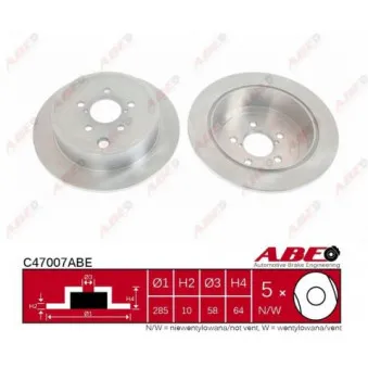 Jeu de 2 disques de frein arrière ABE C47007ABE