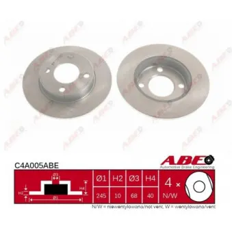 Jeu de 2 disques de frein arrière ABE C4A005ABE