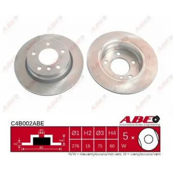 Jeu de 2 disques de frein arrière ABE
